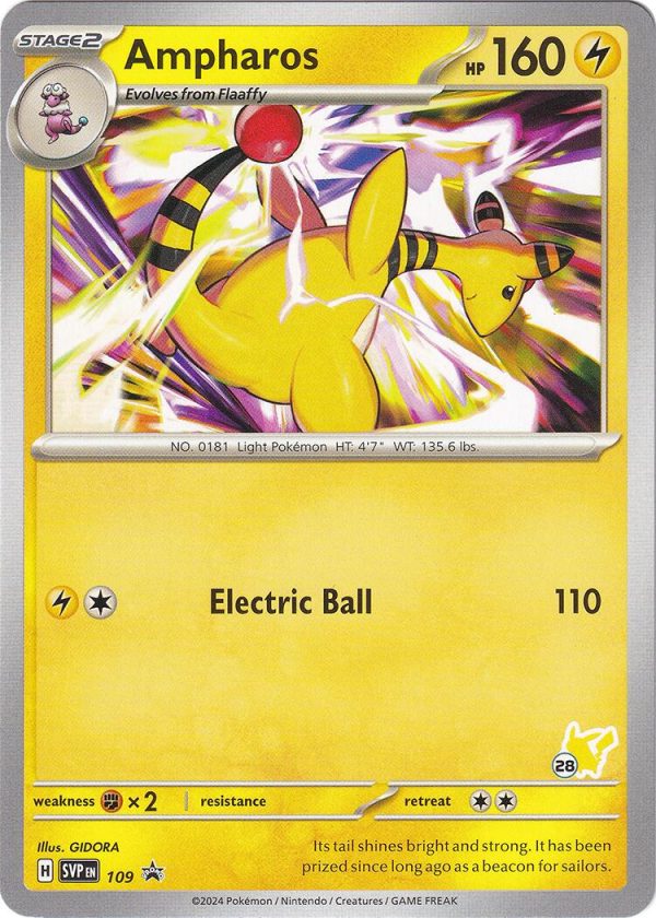 Ampharos (109) (Pikachu Stamp #28) [Battle Academy 2024] Hot on Sale