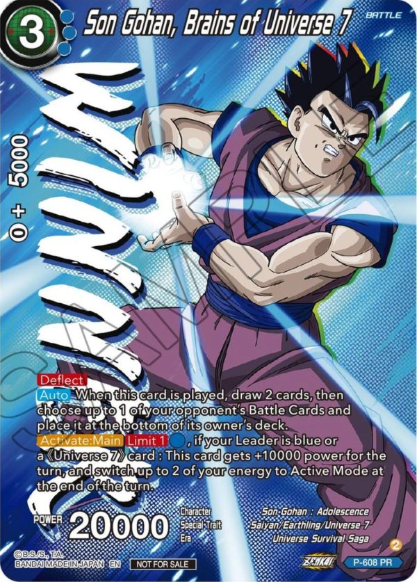 Son Gohan, Brains of Universe 7 (Tournament Pack Vol. 8) (Winner) (P-608) [Promotion Cards] For Discount